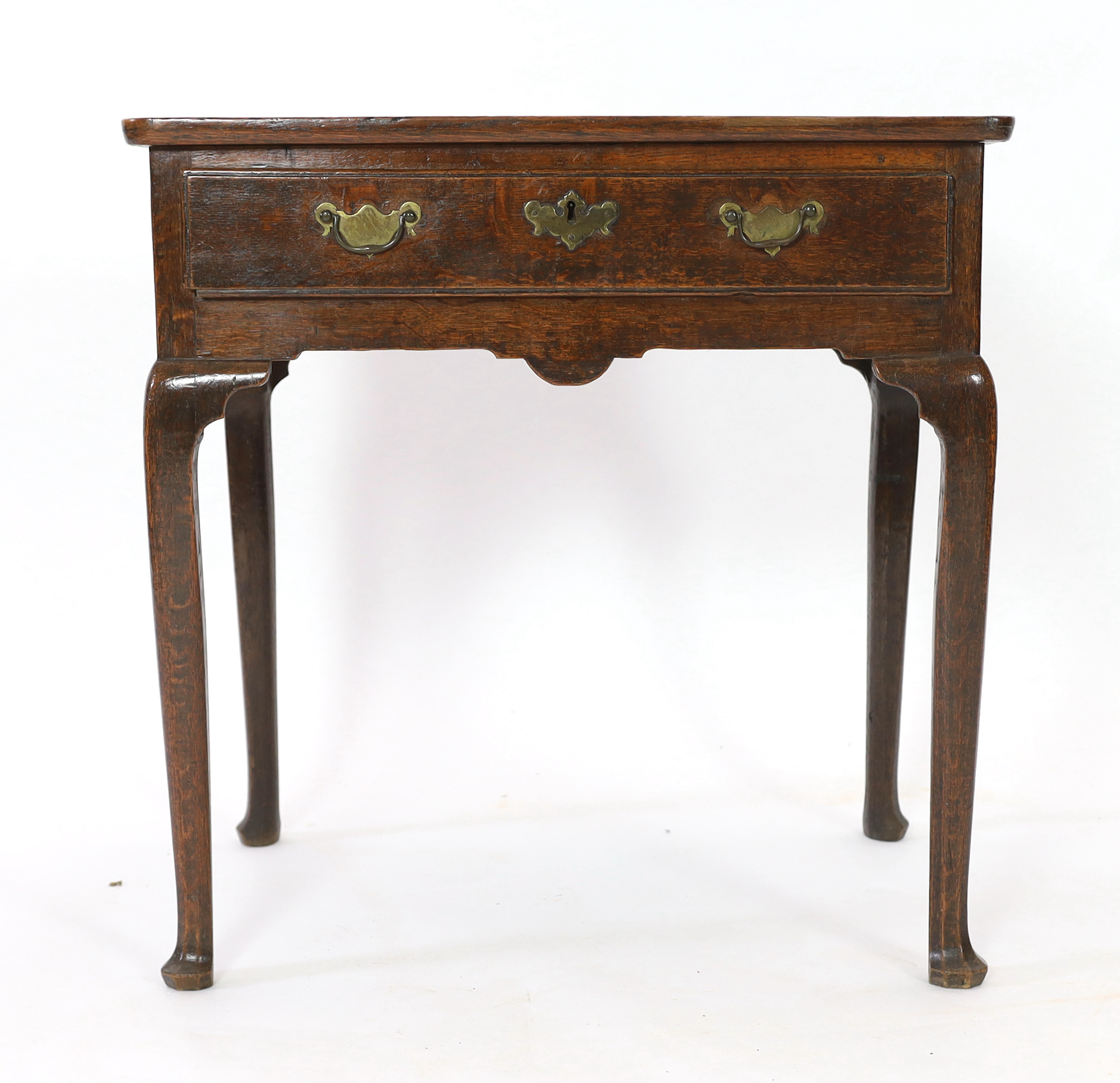 A George II oak side table, c.1750, width 71cm, depth 48cm, height 72cm